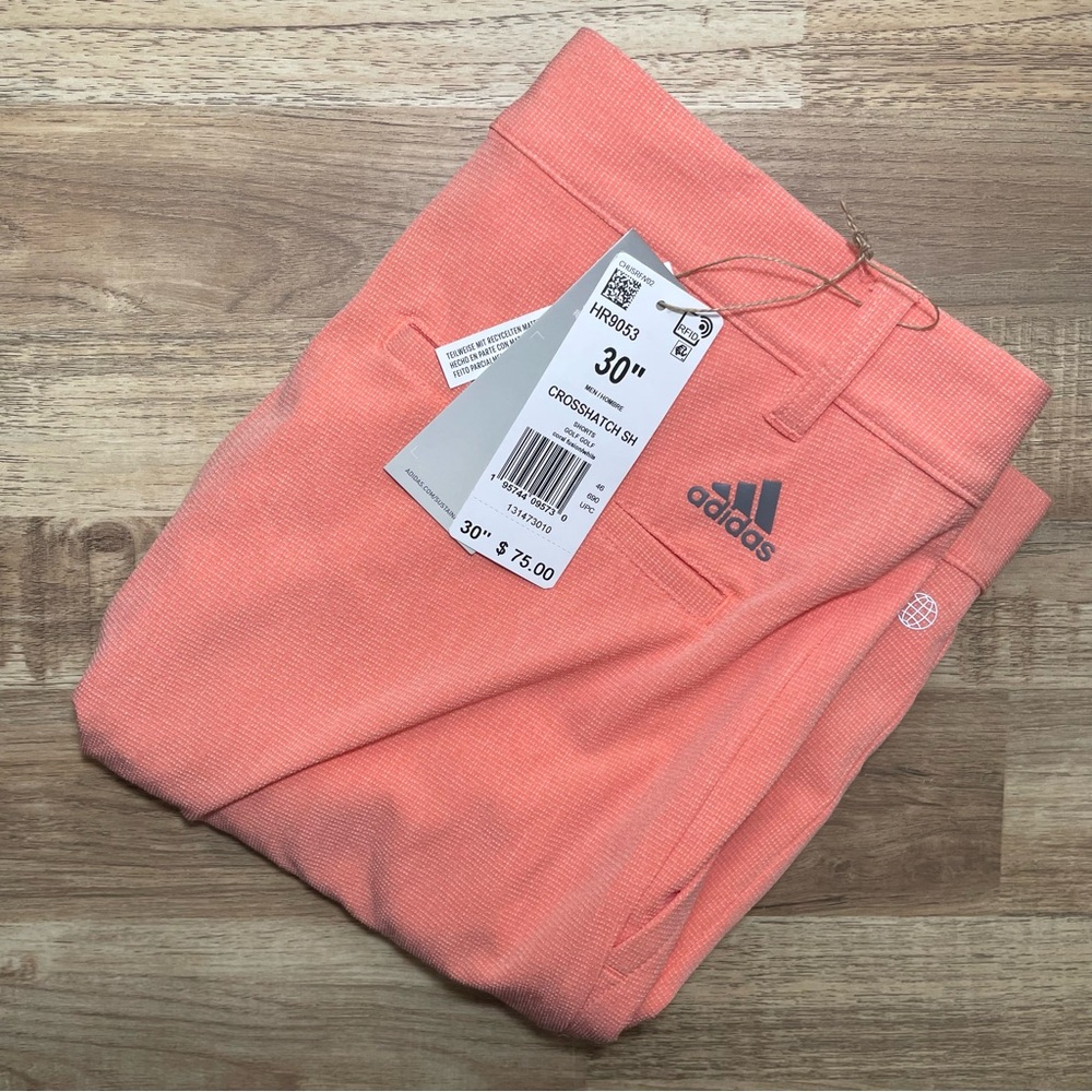 Adidas Cross Hatch SH Performance Golf Shorts Men's 30 Orange‎ 9" Inseam